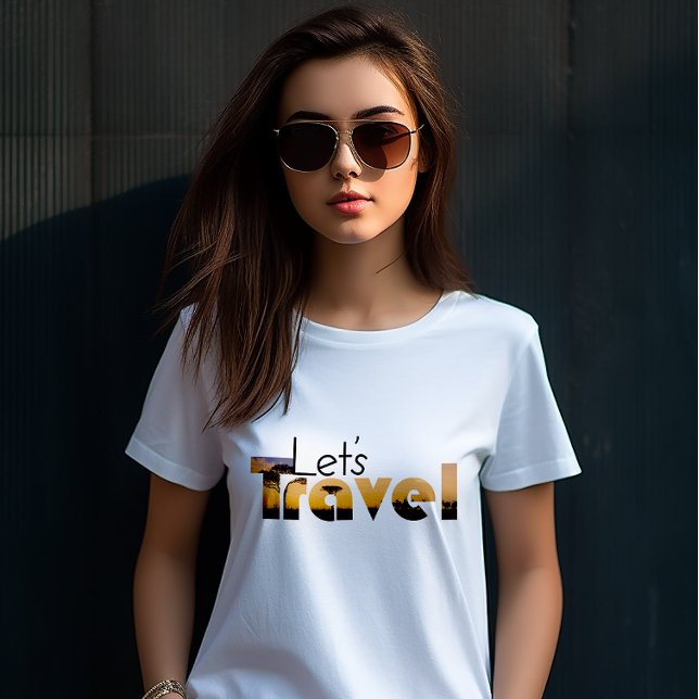 Låt oss resa | Sol Set Helgdagars T Shirt (Lets Travel Holiday T Shirt)