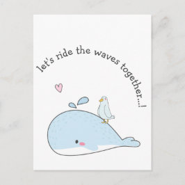 Låt oss Ride Vågar tillsammans Cute Whales Valenti Vykort