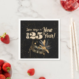 Låt oss ring det nya året party Glamous Black Pappersservett