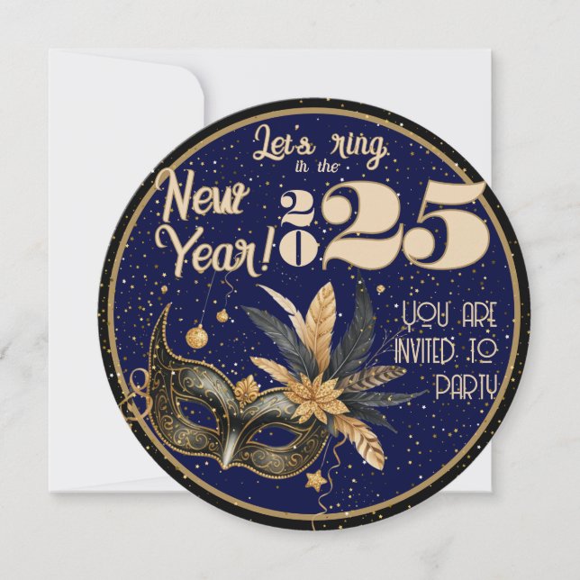 Låt oss ring det nya året party Glamous Blue Black (Framsida)