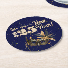 Låt oss ring det nya året party Glamous Blue Underlägg Papper Rund
