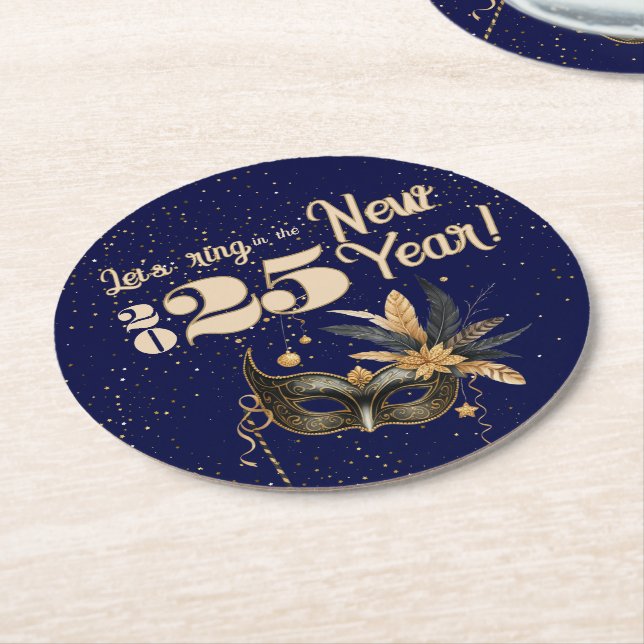 Låt oss ring det nya året party Glamous Blue Underlägg Papper Rund (Vinklad)