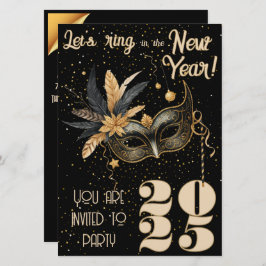Låt oss ring i nyårsafton party Glamous Black Inbjudningar
