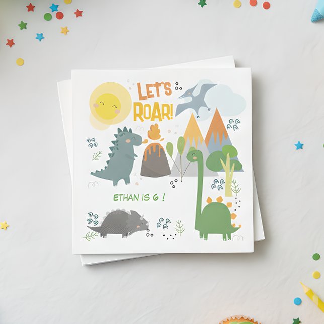 Låt oss roar Dino party barns födelsedag Pappersservett (Skapare uppladdad)
