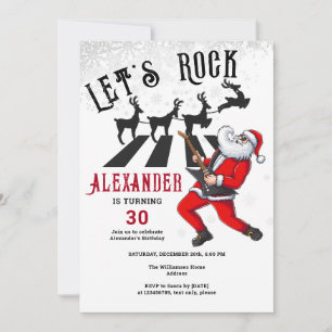 Låt oss Rock N Roll Santa Reindeer Rockin' Birthda Inbjudningar