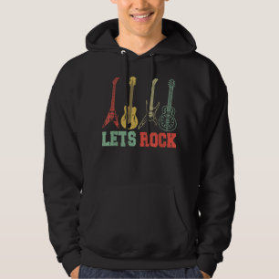 Låt oss rocka Rock And Roll Gitarr Retro Hoodie