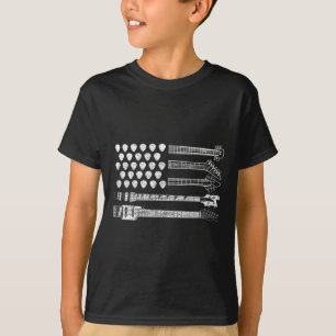 Låt oss rocka Rock N Roll Gitarr Retro Usa Flagga T Shirt