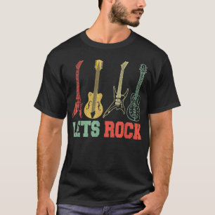 Låt oss Rocka Rock Och Roll Gitarr Retro T Shirt