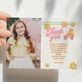 Låt oss Roll Girl Roller Skating Birthday Photo Tack Kort