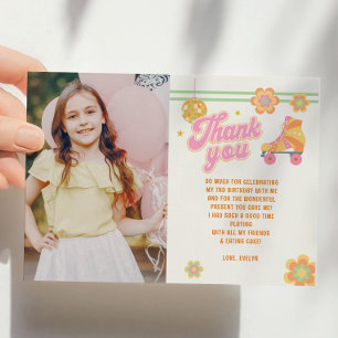 Låt oss Roll Girl Roller Skating Birthday Photo Tack Kort