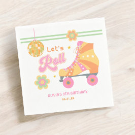 Låt oss Roll Girl Roller Skating Födelsedagsfest Pappersservett