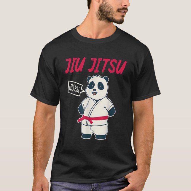 Låt oss Roll Jiu Jitsu Panda T Shirt (Framsida)