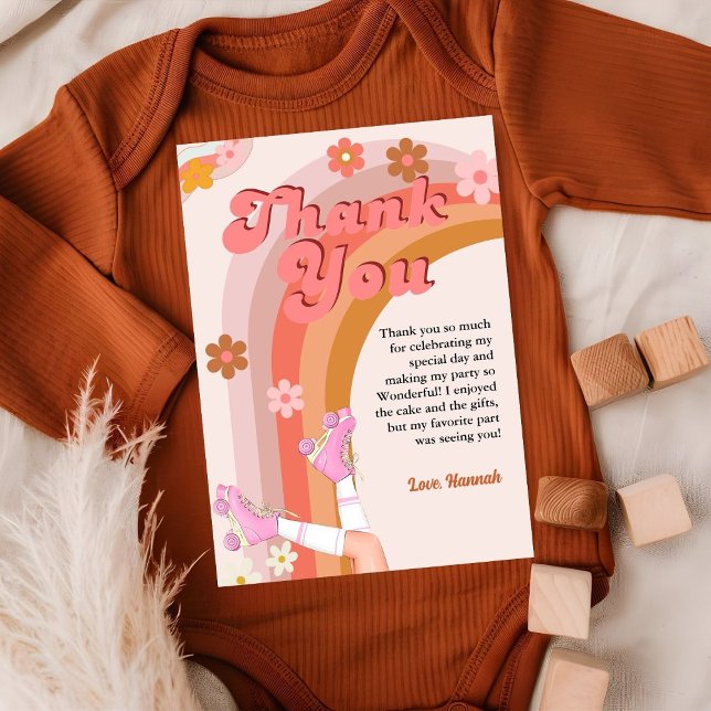 Låt oss Roll Retro Groovy Roller Skat Tack Inbjudningar (Skapare uppladdad)