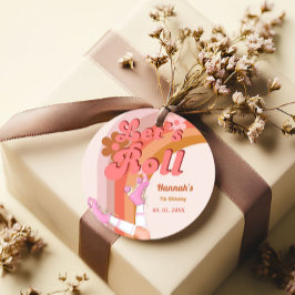 Låt oss Roll Retro Groovy Roller Skate Birthday Pa Gåvor Etiketter