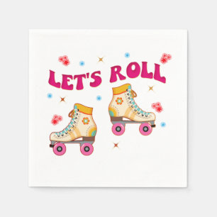 Låt oss Roll Roller Skate Retro Skater Älskare Pappersservett