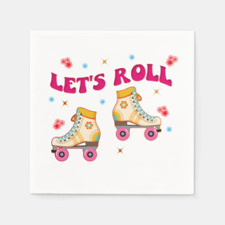 Låt oss Roll Roller Skate Retro Skater Älskare Pappersservett
