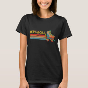 Låt oss Roll Roller Skates Ring Old school Retro V T Shirt