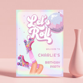 Låt oss Roll Roller Skating Barns födelsedag Party Poster