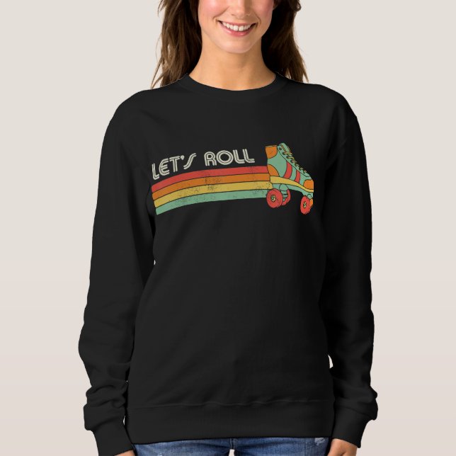 Låt oss Roll Roller Skating Skater Skate Retro Vin T Shirt (Framsida)