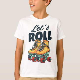 Låt oss Roll Roller Skating Skater Skate Retro Vin T Shirt
