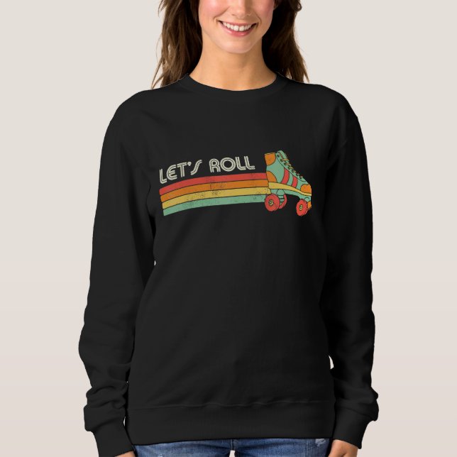 Låt oss Roll Roller Skating Skater Skate Retro Vin T Shirt (Framsida)