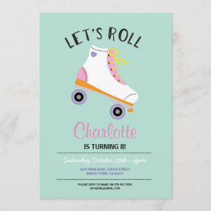 Låt oss Roll RollerSkate Flick kalas Inbjudan