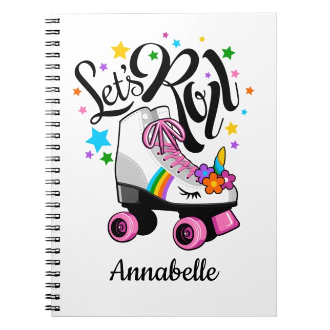 Låt oss Roll Unicorn Roller-skridflickans Anteckningsbok (Framsidan)