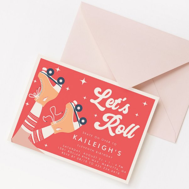 Låt oss roll Y2K 90s Roller Skate Girls Birthday Inbjudningar (Skapare uppladdad)