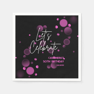 Låt oss Rosa Bokeh Gradient Black Birthday Pappersservett