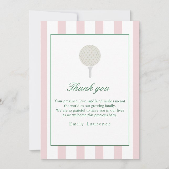 Låt oss Rosa Golf Birthday tackkort Tack Kort (Framsida)