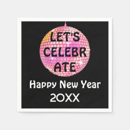 Låt oss Rosa i NYE Disco Boll Pappersservett