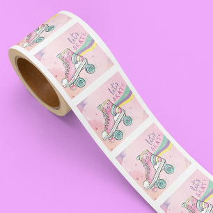Låt oss Rosa i regnbågsretro Fyrkantigt Klistermärke