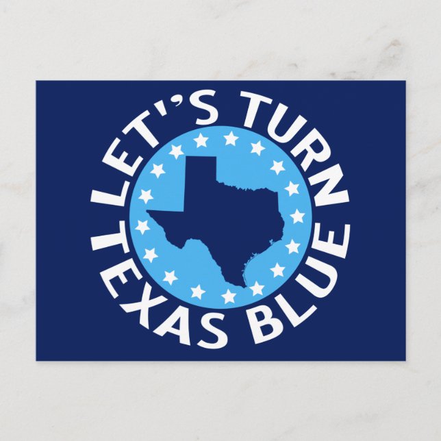 Låt oss Röstning i Texas Blue Democrate Vykort (Framsida)
