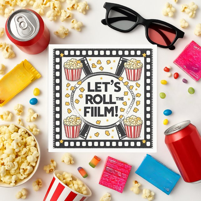 Låt oss rulla filmservetter | Popcorn Bio Kväll  Pappersservett (Skapare uppladdad)