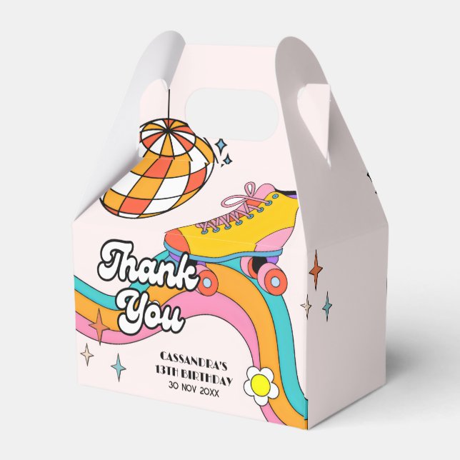 Låt oss rulla Retro Rullskridsko Flickas födelseda Presentaskar (Baksidan Sidan)