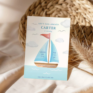 Låt oss Sail-abrate Sailboat Nautical Birthay Inbjudningar