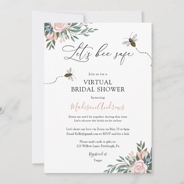 Låt oss Säker Virtuell Möhippa för bin Inbjudningar (Framsida)