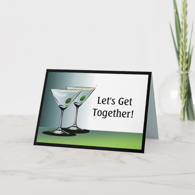 Låt oss Samla ihop Martini Cocktails Greeting Card Kort (Framsida)