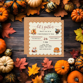låt oss samla in höst Friendsgiving tackgivelse  Inbjudningar