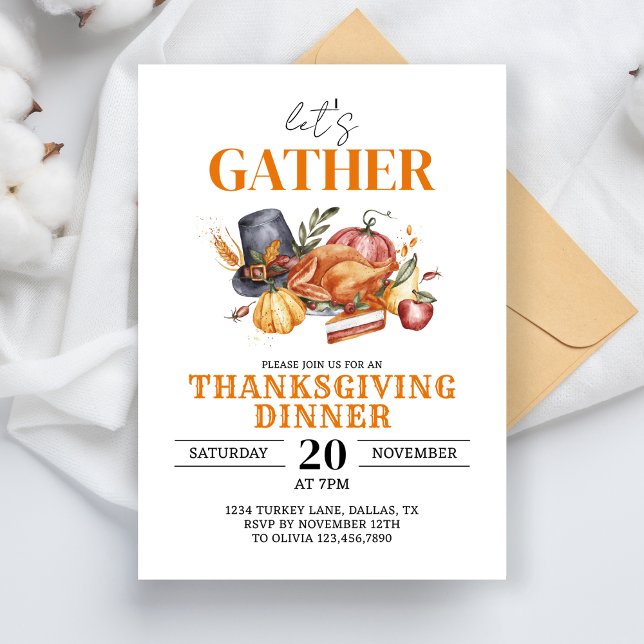 Låt oss Samla in Thanksgiving Day Party-favoriter  Inbjudningar (Skapare uppladdad)