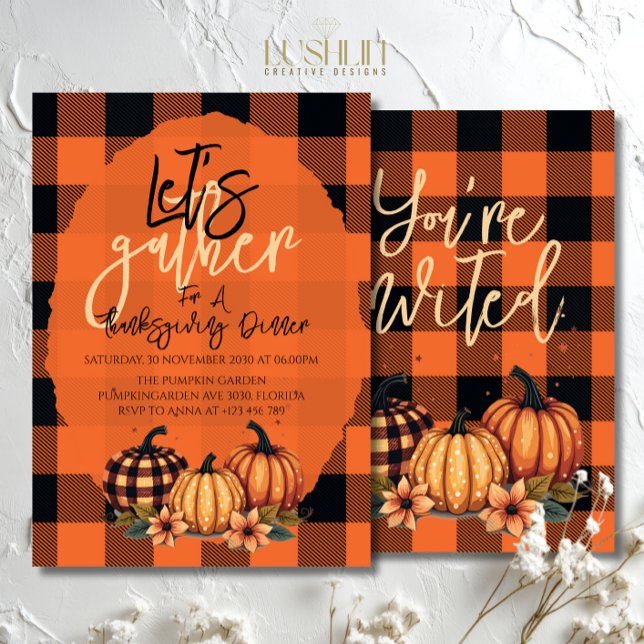 Låt oss samla Thanksgiving Middag Fall Harvest Inbjudningar (Skapare uppladdad)