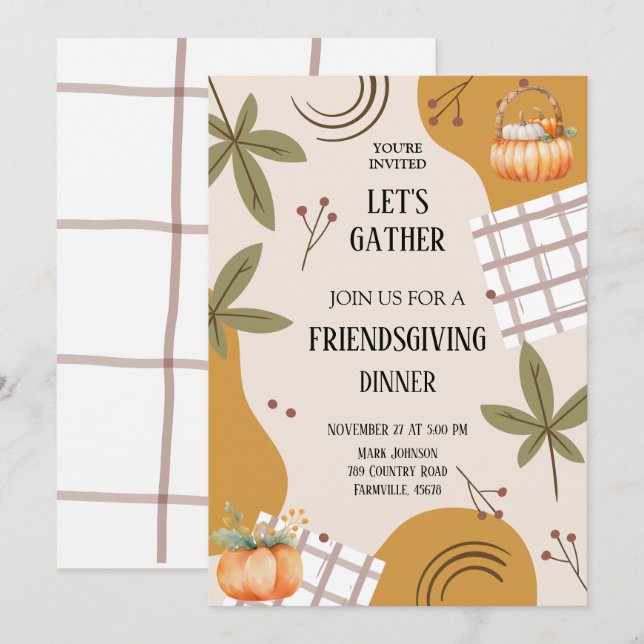 låt oss samla vänner ge Potluck Inbjudningar (Fram/baksida)
