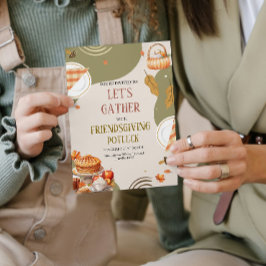 Låt oss samlas Friendsgiving Potluck Thanksgiving Inbjudningar