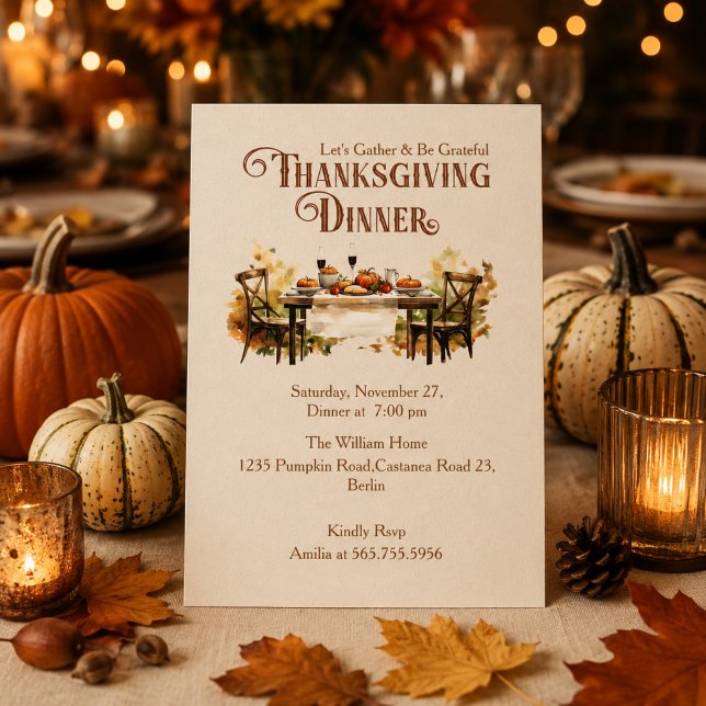 Låt oss samlas och vara tacksamma – Thanksgiving-m Inbjudningar (Skapare uppladdad)