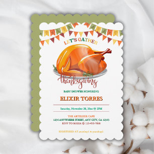 Låt oss samlas Thanksgiving kalkonfest baby shower Inbjudningar