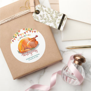 Låt oss samlas Thanksgiving kalkonfest Babyshower Runt Klistermärke