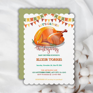 Låt oss samlas Thanksgiving kalkonfest barnkalas Inbjudningar