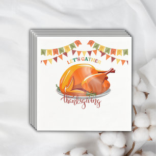 Låt oss samlas Thanksgiving kalkonfest barnkalas Pappersservett