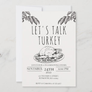 Låt oss Samtala Thanksgiving till Turkiet - middag Inbjudningar