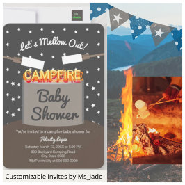 Låt oss se en gult ut Marshmallow Campfire Baby Sh Inbjudningar